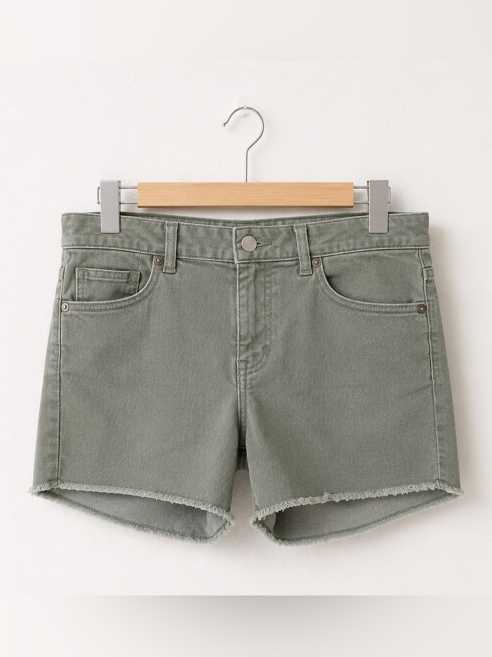 GAP Olive Military Green High Waist Corduroy Cutoff Frayed Hem Shorts 5” Inseam